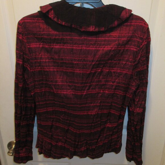 ALBERTO MAKALI Vintage Top Jacket Blouse Ruffles Crinkle 90s Unicorn Label Large - Picture 3 of 14